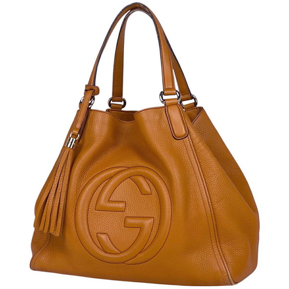 Gucci Leather Orange Bag GG Fringe Interlocking Shoulder Soho - Picture 1 of 8